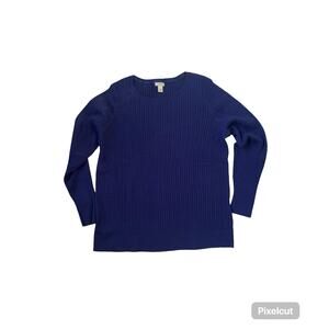 L.L. Bean Cable Knit Pullover Sweater Women’s 2X‎ Blue Crewneck Long Sleeve